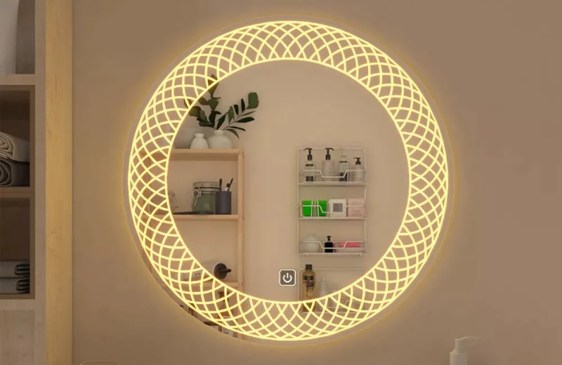 VENETIAN IMAGE Wall Mounted Round Led Mirror For Bathroom